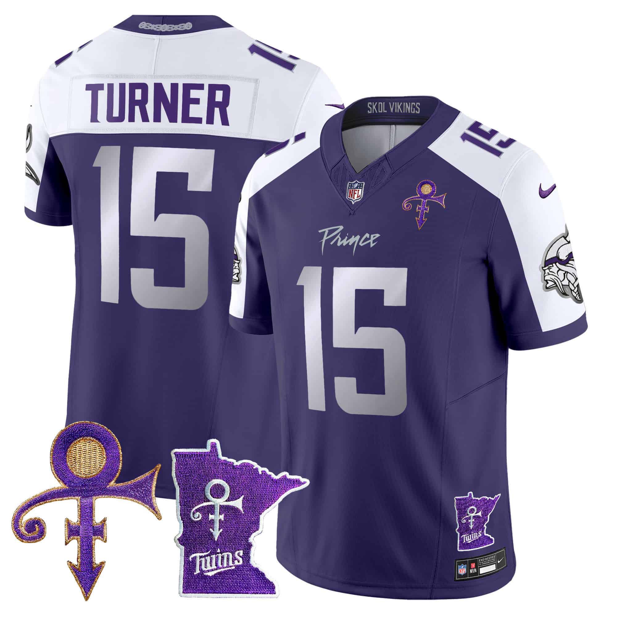 Men Minnesota Vikings #15 Turner Purple 2024 Nike Prince Vapor Limited NFL Jersey